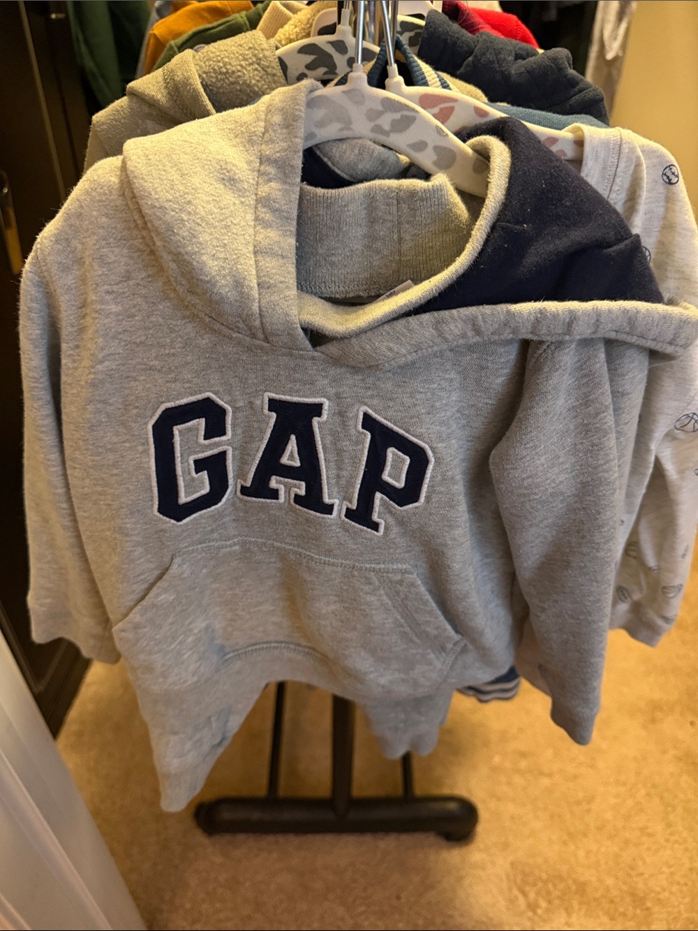GAP Kids Light Gray Hoodie with Navy Logo and pants